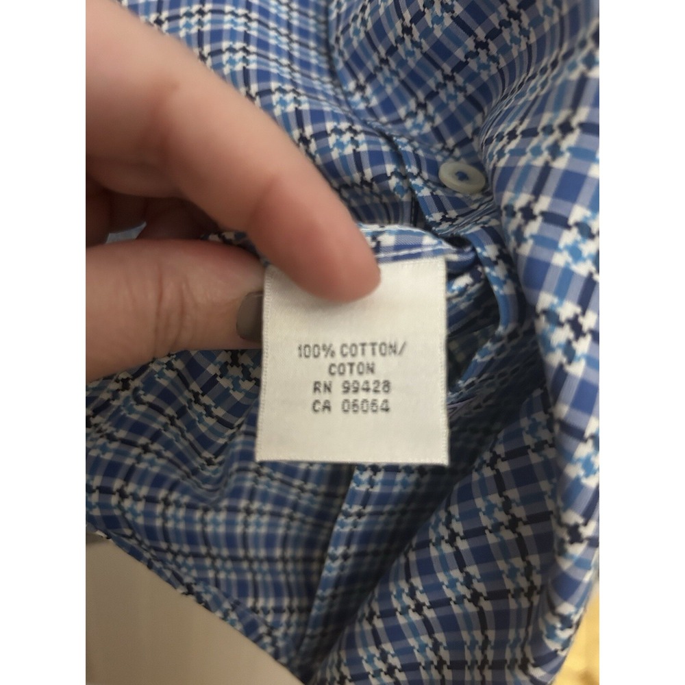 Bugatchi Button Down Shirt Mens Size XL Blue Plaid Flip Cuff NO Size Tag - Picture 4 of 11